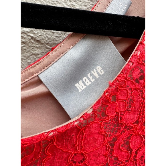 Anthropologie Romantic Glam Whimsy Red Lace Peplum Top Blouse Med - Picture 4 of 8